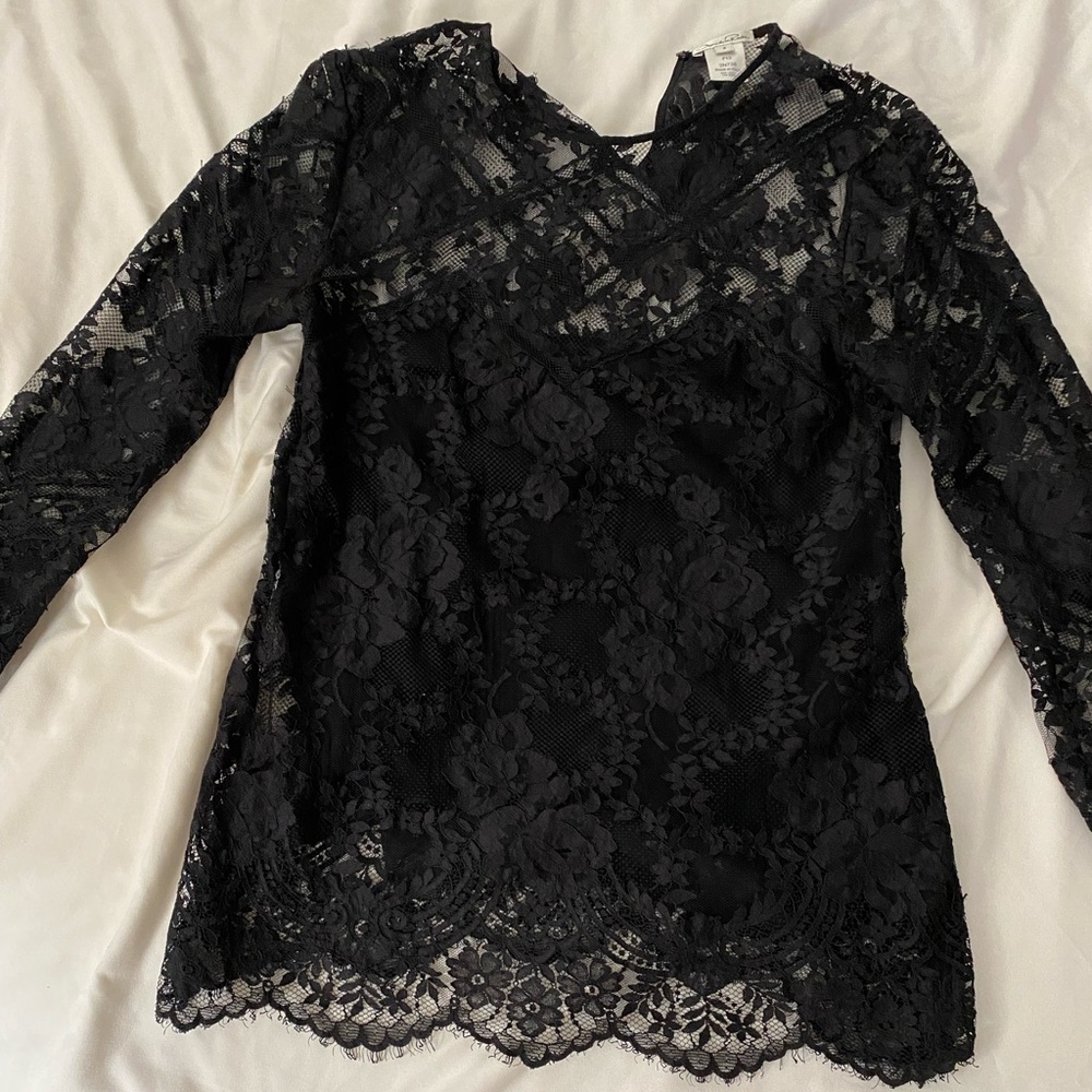 Oscar de la Renta black lace blouse